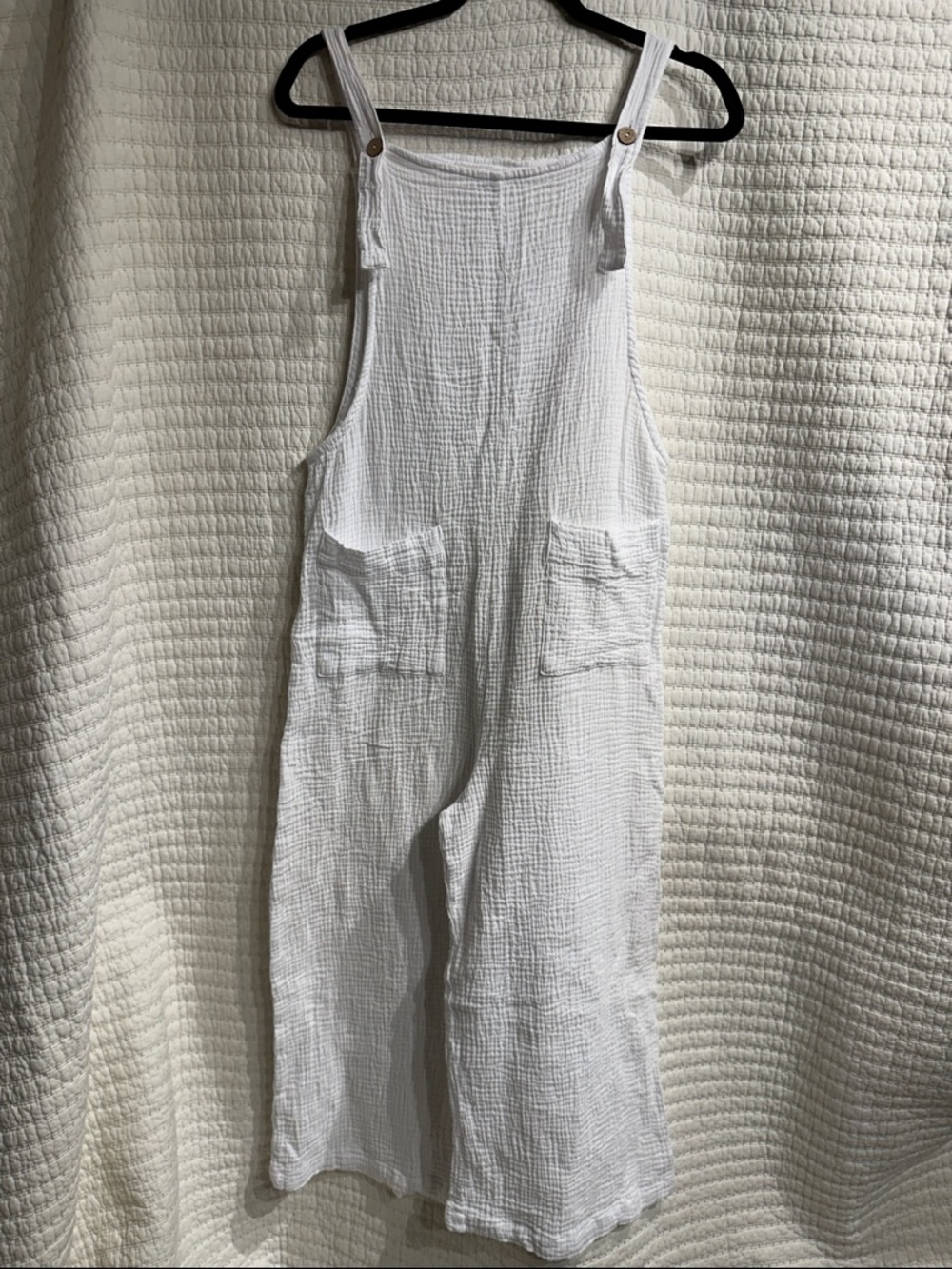 Dreamers White Gauze Wide-Leg Overalls